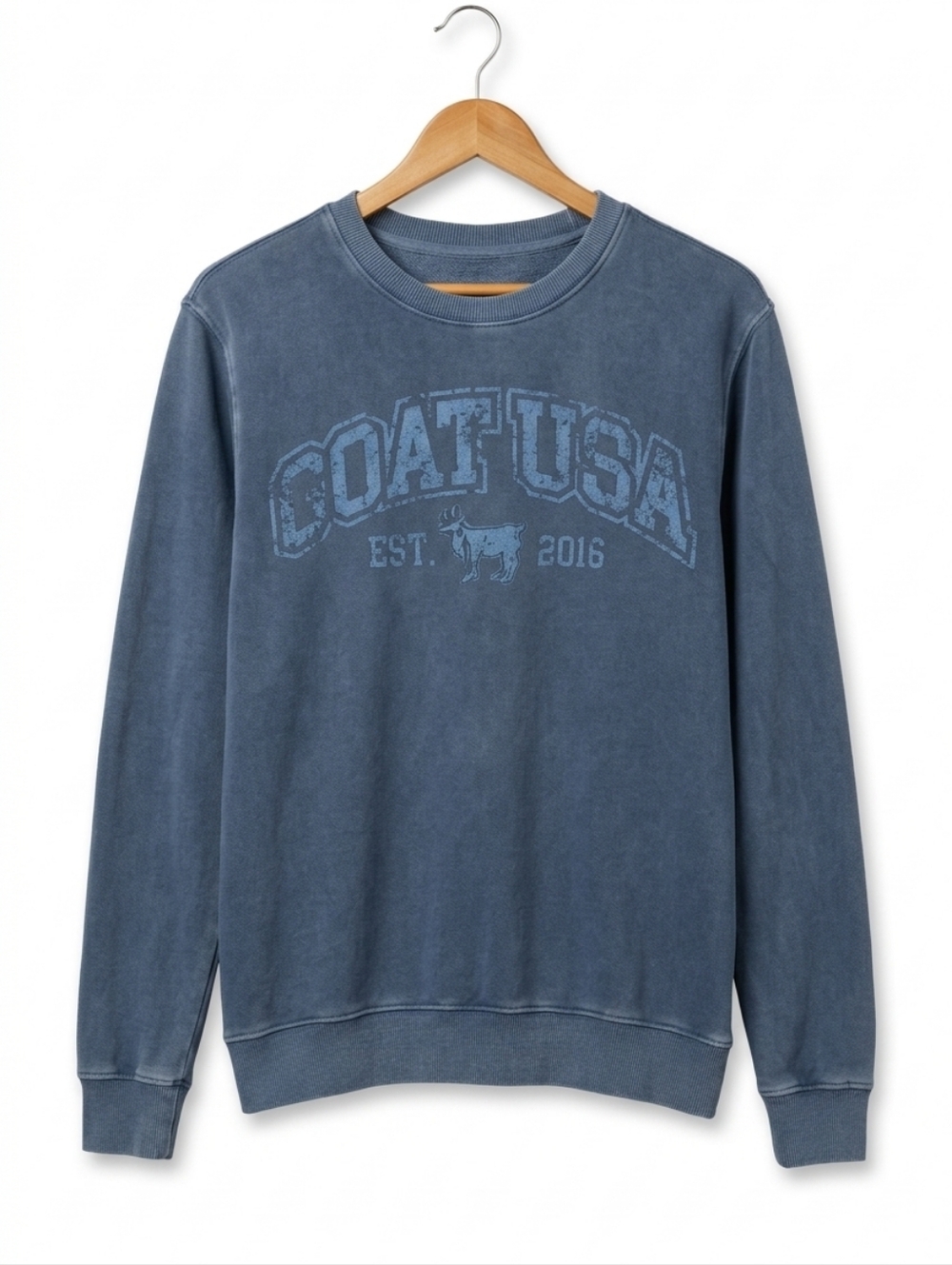 Goat USA  Blue Graphic Crewneck Sweatshirt Unisex~Size Small